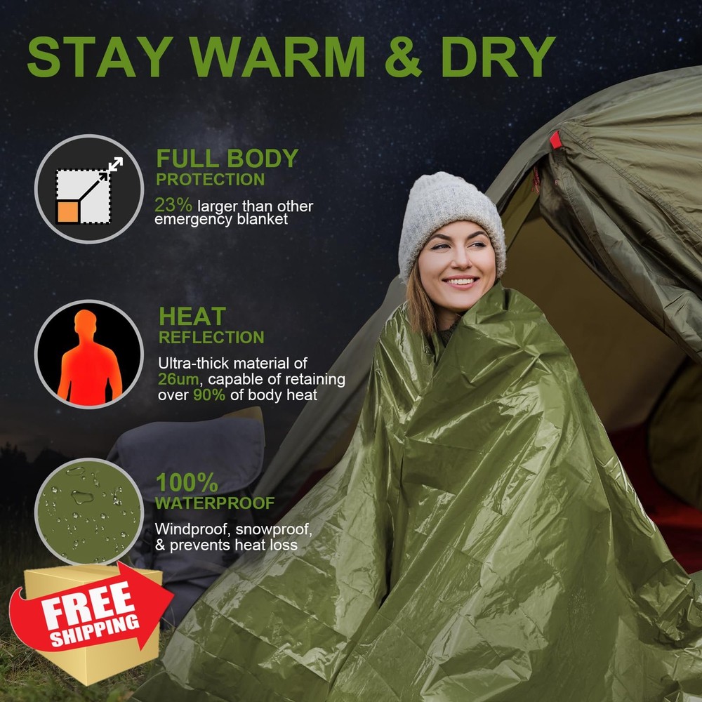 Guijinga 3-Pack Emergency Survival Blanket Extra Thick