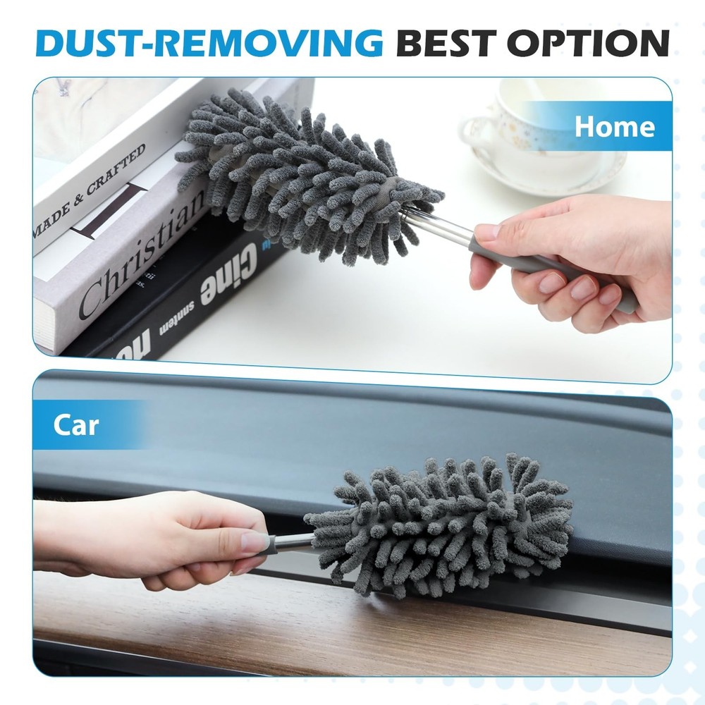 12 Pack High Duster with Extension Pole, Reusable & Washable Feather Duster, ...