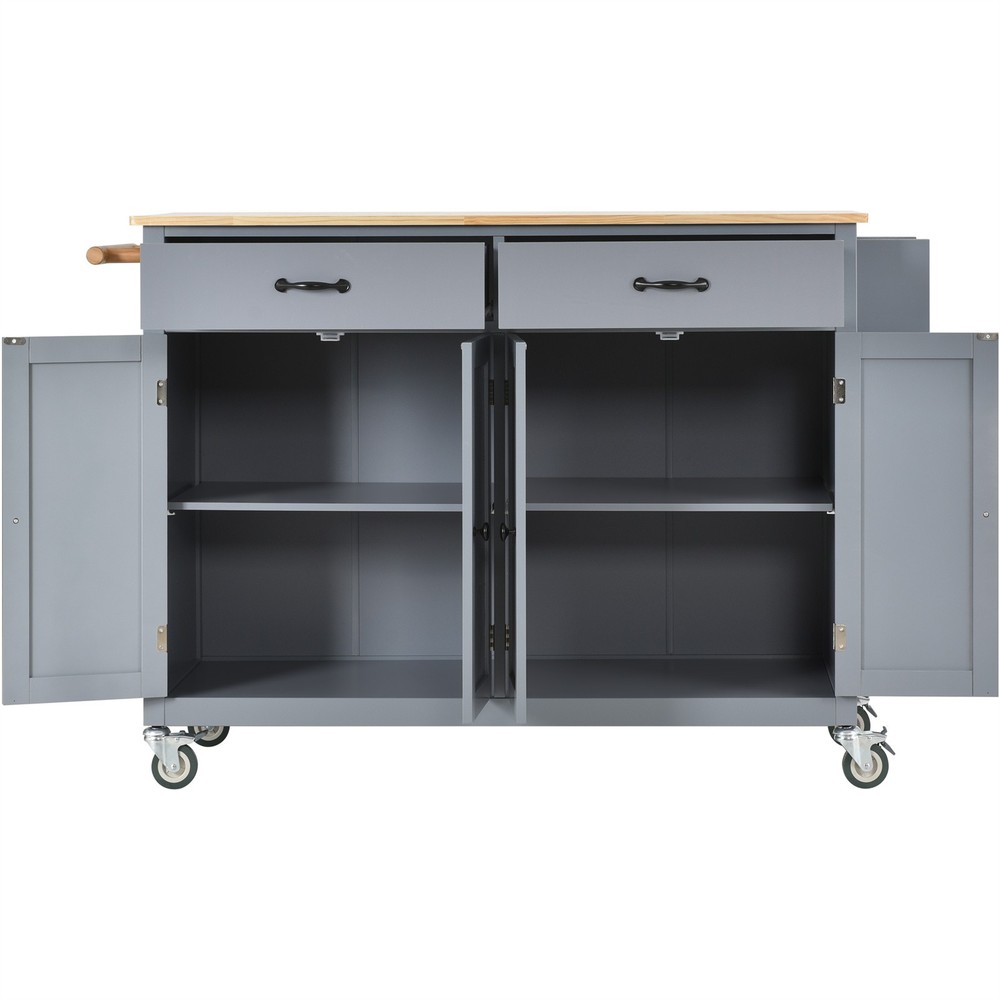 Rolling Kitchen Island Cart with Solid Wood Top & Locking Wheels w/ Drawers