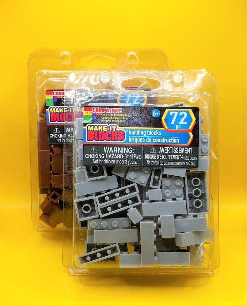 Make It Blocks 72pc x2 Lot Building Bricks Gray Brown Compatible Style