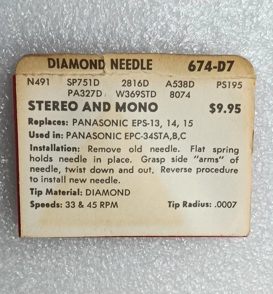 674-D7 SUPERB Phonograph Diamond Needle , PANASONIC EPS