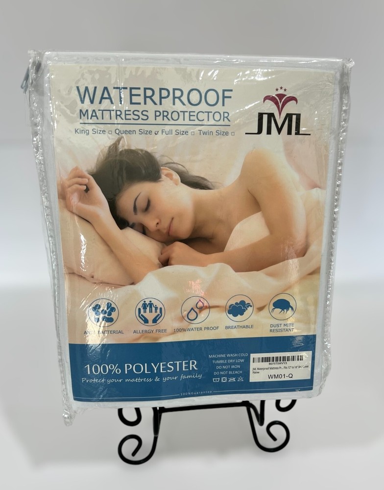 JML White 100% Polyester Waterproof Soft Microfiber Mattress Protector Queen Bed