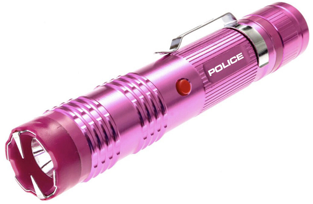 POLICE Stun Gun M12 700 BV Metal Rechargeable LED Flashlight Pink