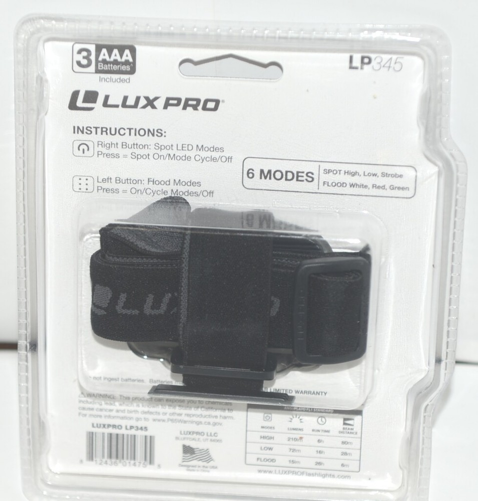 LPE Optic Luxpro LP 345 Extended 6 Hour Runtime LED Headlamp