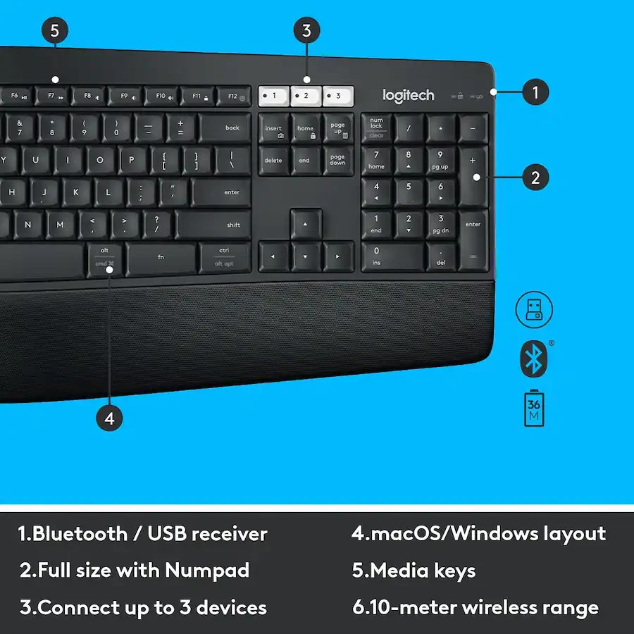 Logitech - MK850 Performance Wireless Membrane Keyboard Mouse Combo (920-008219)