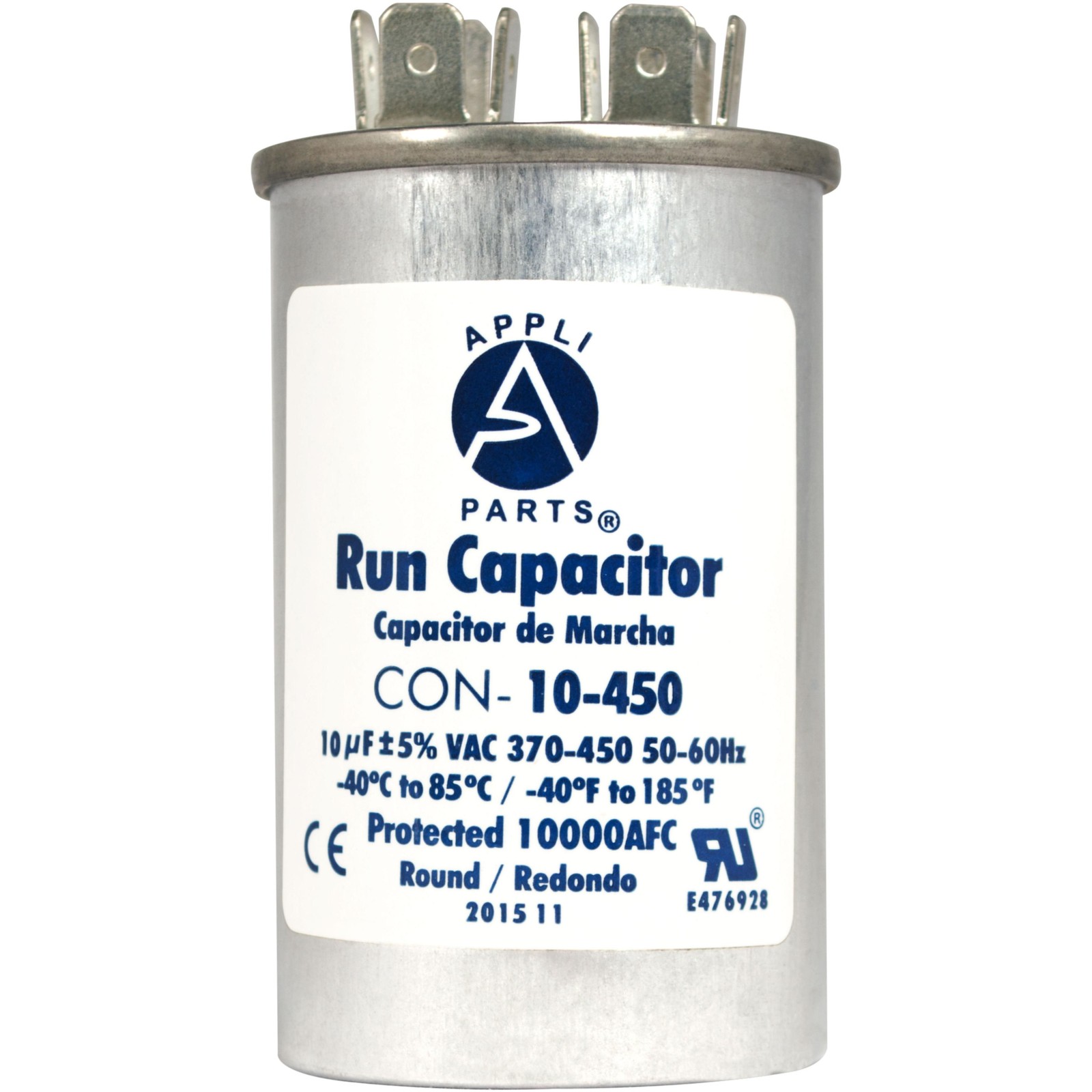 Appli Parts Run Capacitor for ac 10 Mfd uF (microfarads) 370 VAC or 450 VAC CBB6