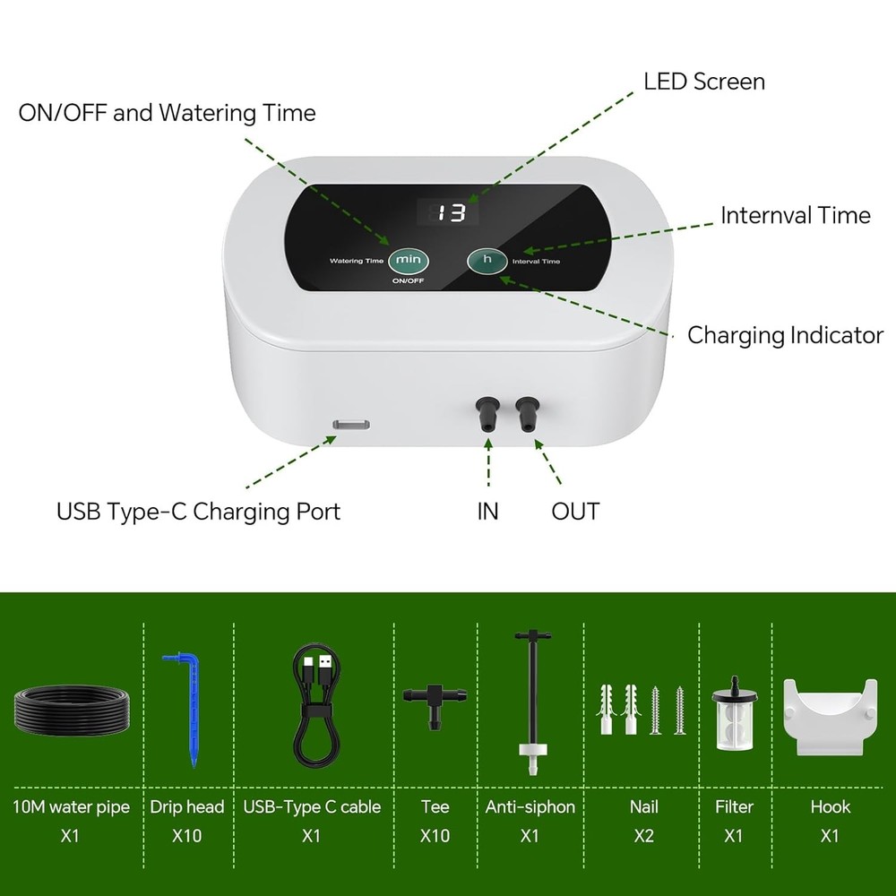 Programmable Watering System - Self Watering Devices with USB for Indoor Plants