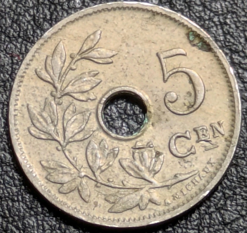 1905 Belgium 5 centimes Cent Dutch Text Extra Fine