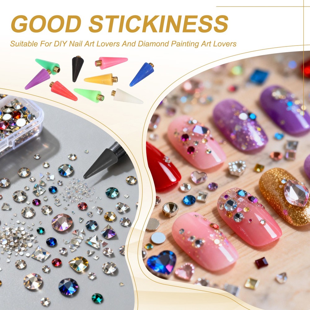 12Pcs Wax Head Tips, Rhinestone Picker Tool Wax Pencil Tips, Black