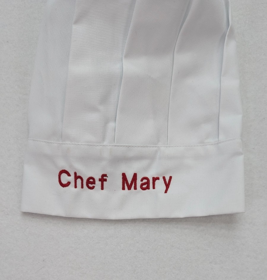 Now Designs Chef Hat Hook and Loop Adjustable Size White Chef Mary Embroidered