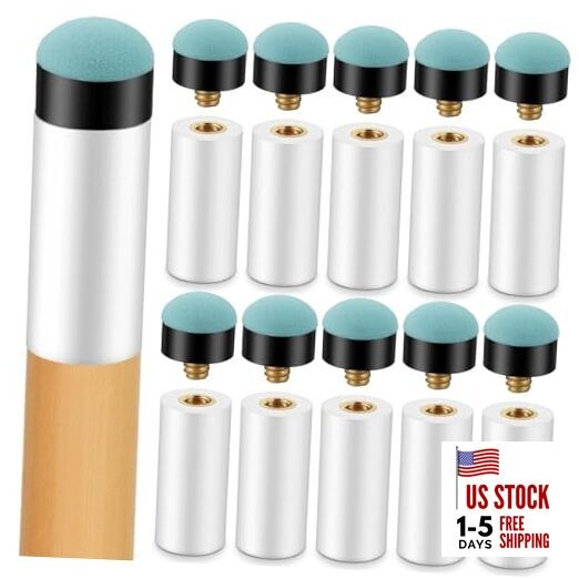 10 Sets Pool Cue Tips Replacement Kit, 12mm & 13mm Screw On Pool Stick Tips