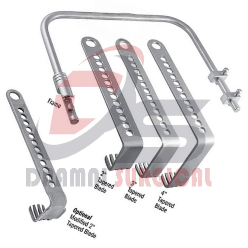 surgical charnley hip retractor set with locking frame