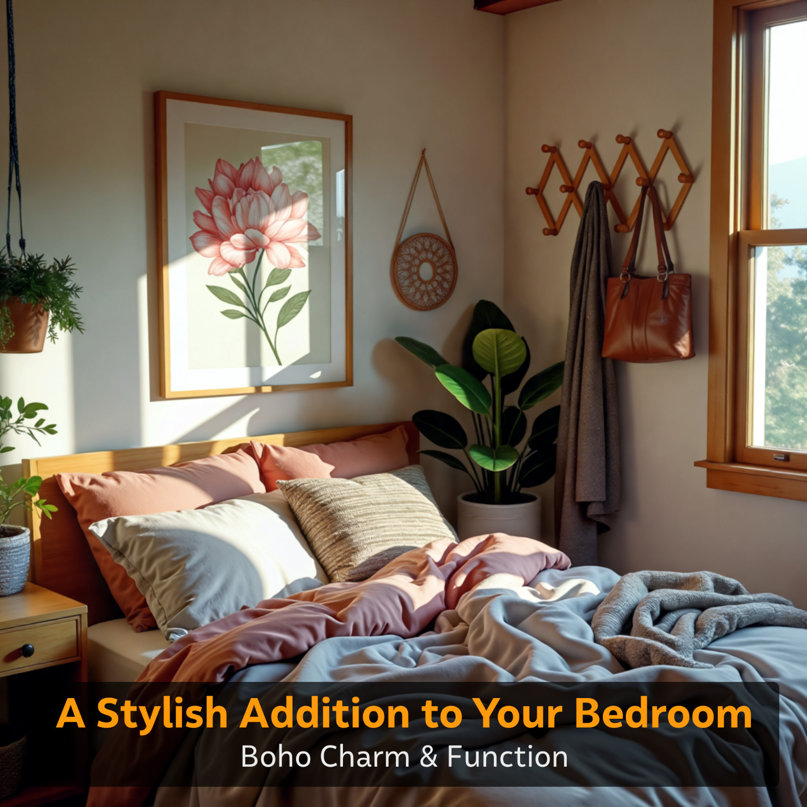 NNX Premium Accordion Rack for Wall, Expandable Coat Rack, Hat Organizer, Bamboo