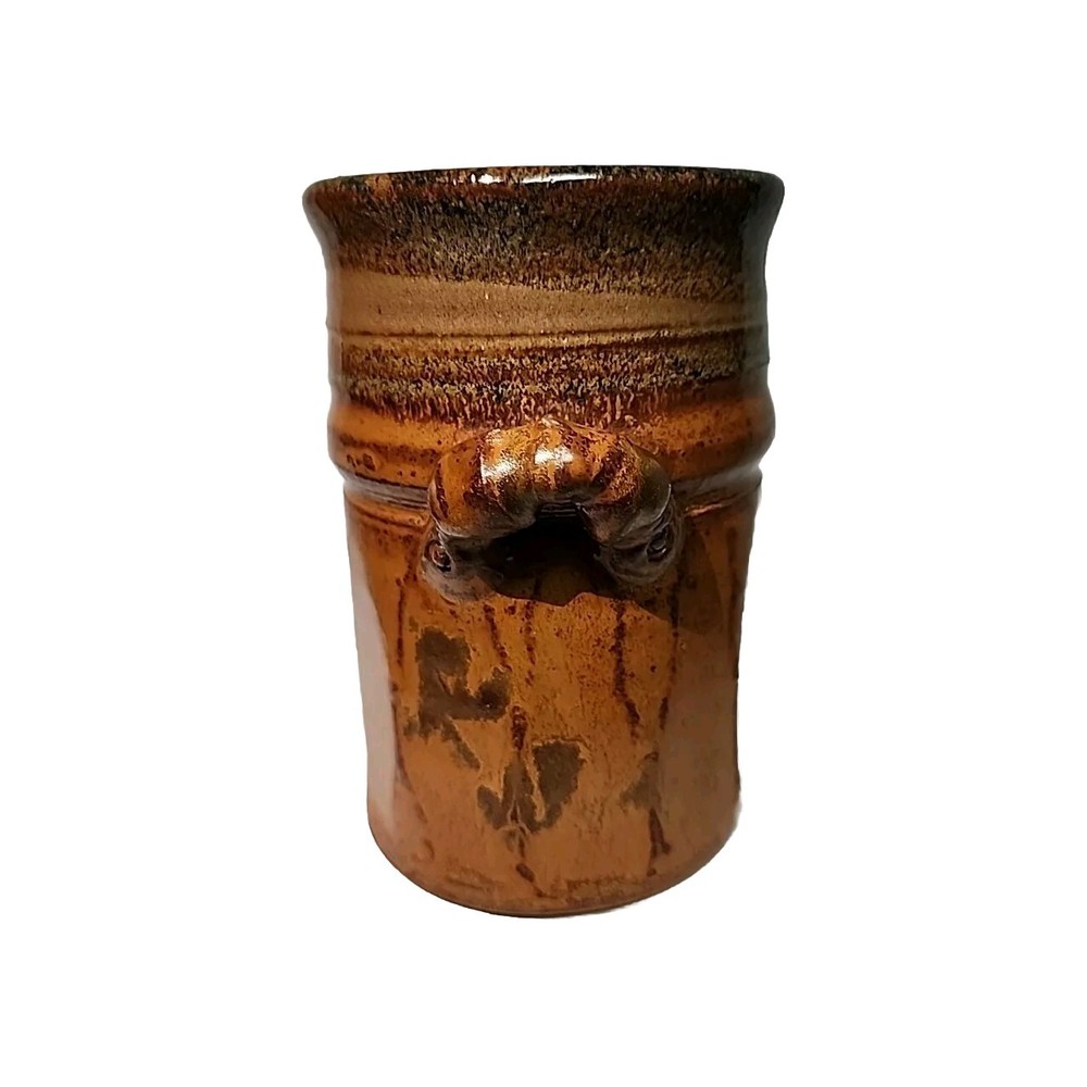 Signed Pottery Brown Glaze Vase 5.5"