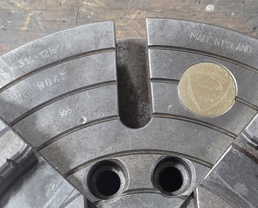 12in Bison Lathe Chuck – 4 Jaws Plain Back