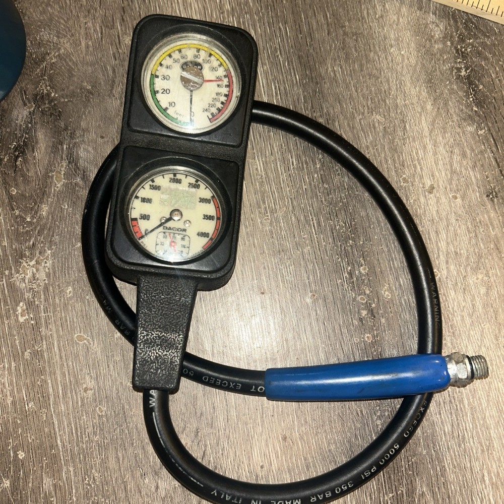 Dacor Vintage Dive Gauge Console SPG, Depth,