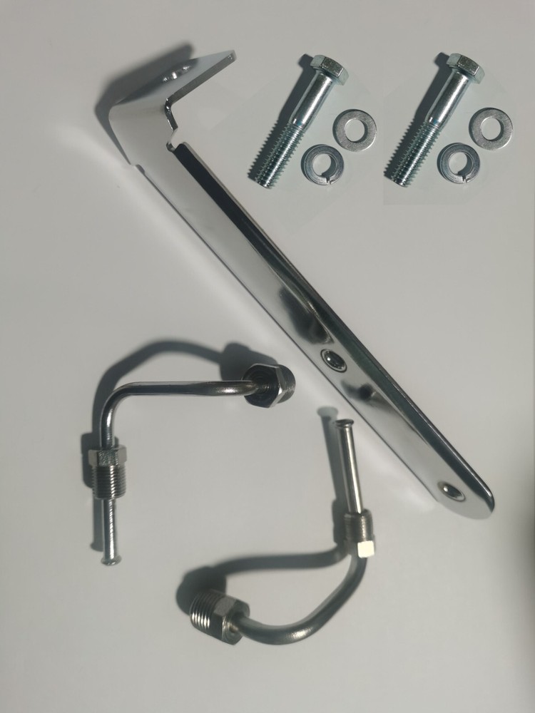 Chrome Proportioning Valve Drivers Side Bracket Mount Kit + 9/16" & 1/2" Lines