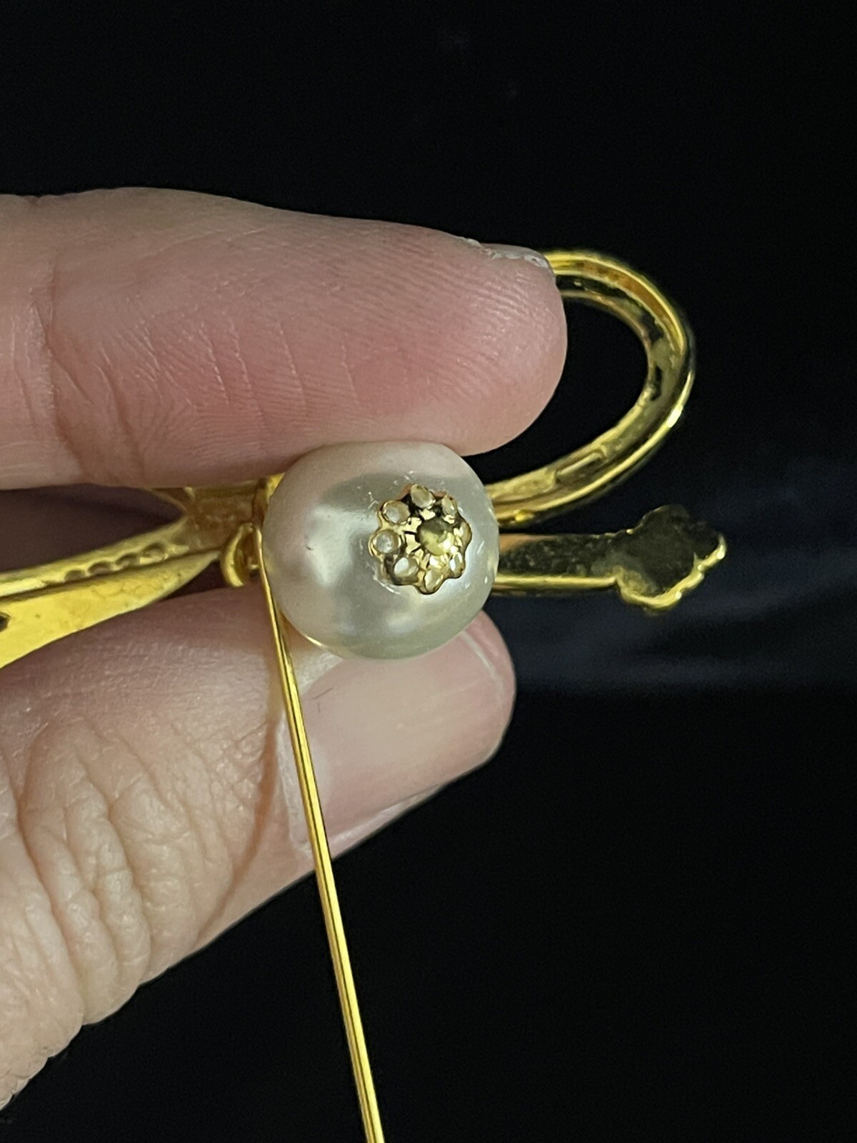 SALVATORE FERRAGAMO Vintage Bow with Faux Pearl Pin Lot of Two