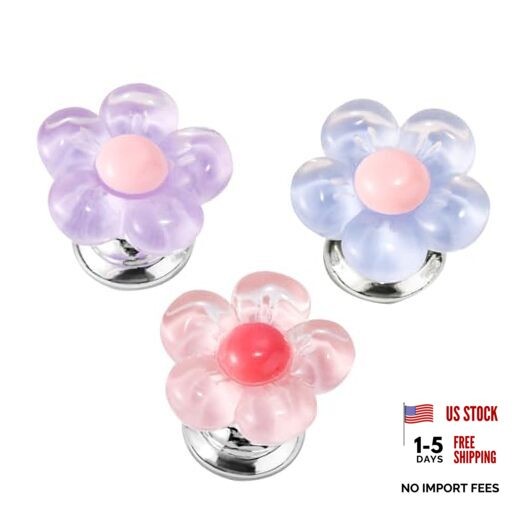 3pcs Car Push Start Button Cover, 3 Colors Flower Starter Covers Engine
