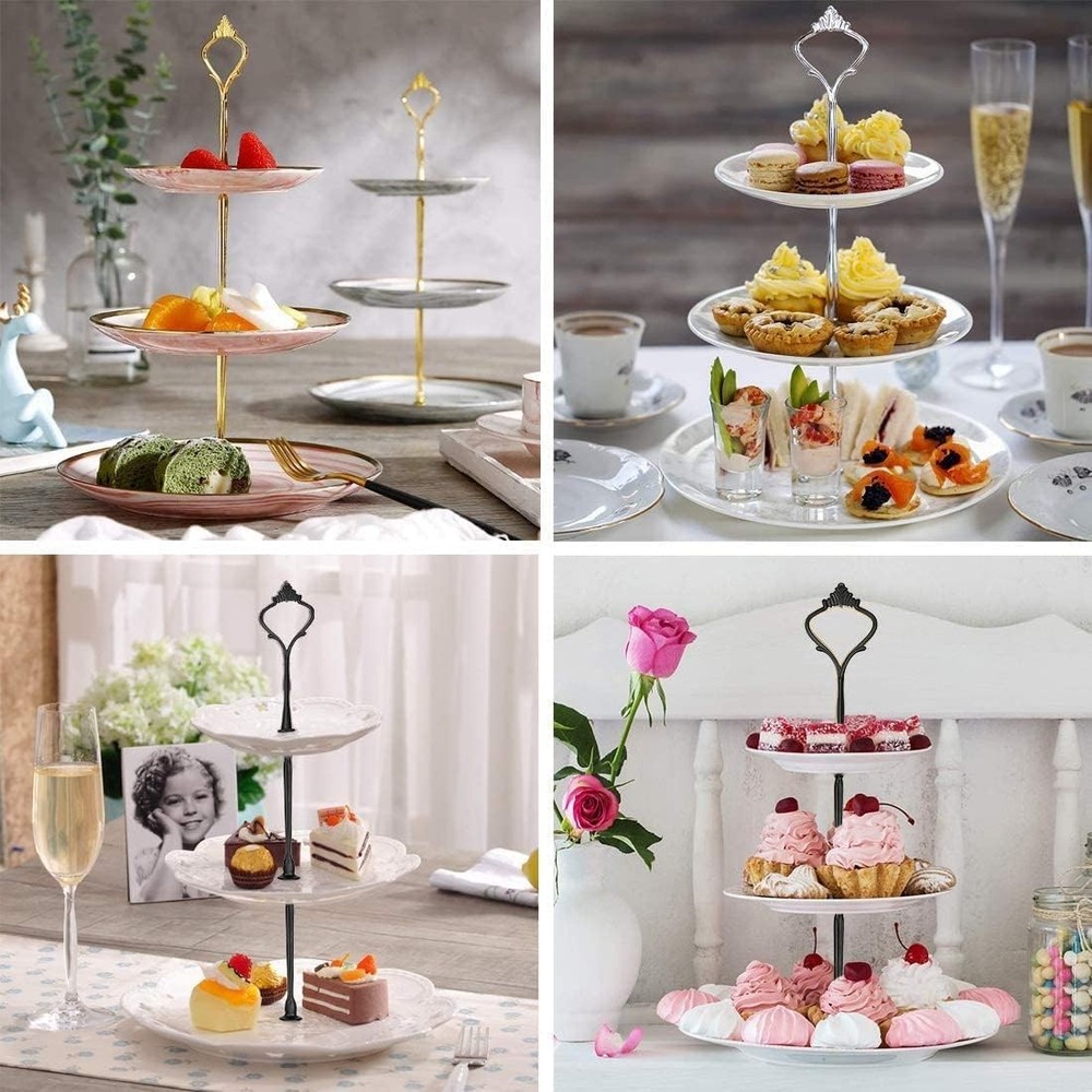 6 Sets 3 Tier Cake Stand Hardware Handles Black