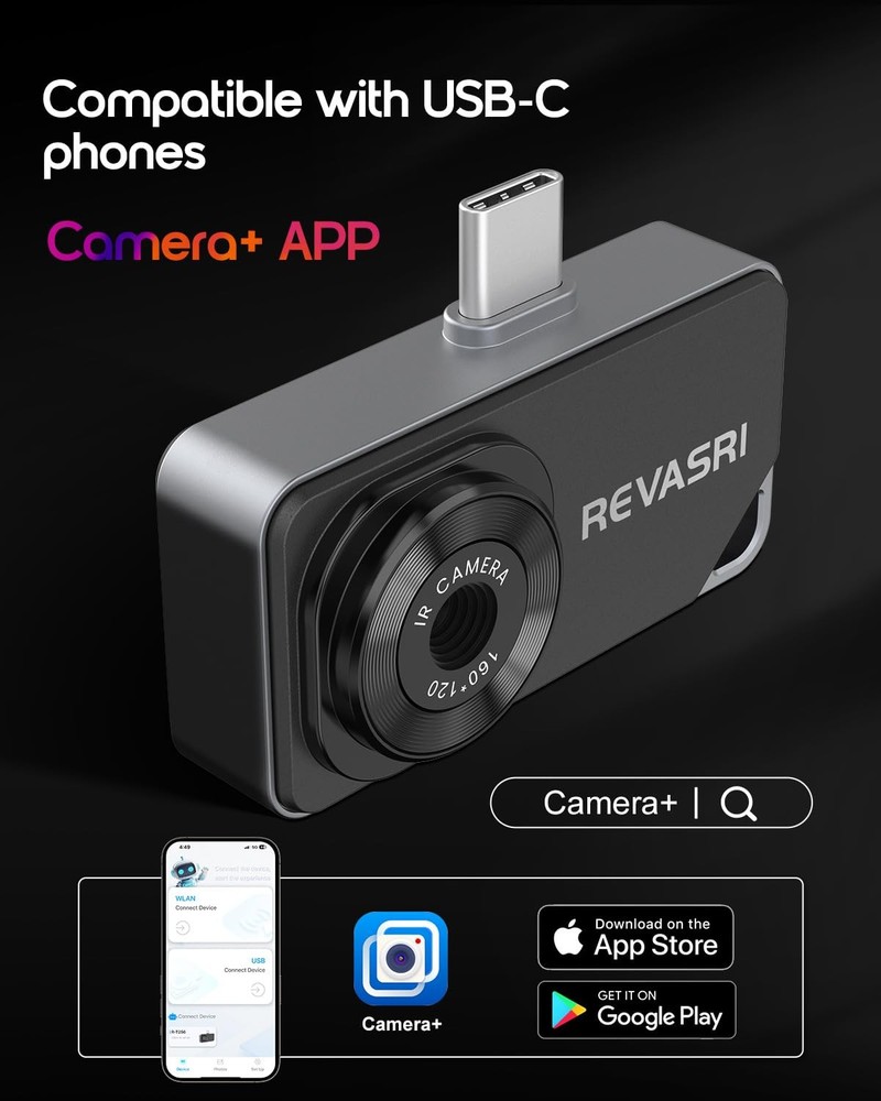 REVASRI Thermal Camera for iPhone and Android, 320×240 Super IR Resolution...