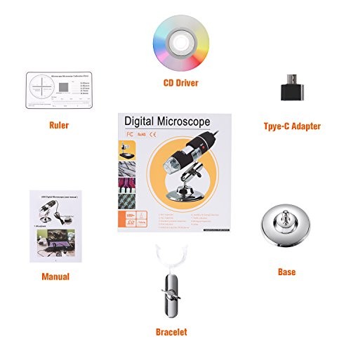 USB Digital Microscope, Handheld 40X-1000X Magnification Endoscope, 8 LED
