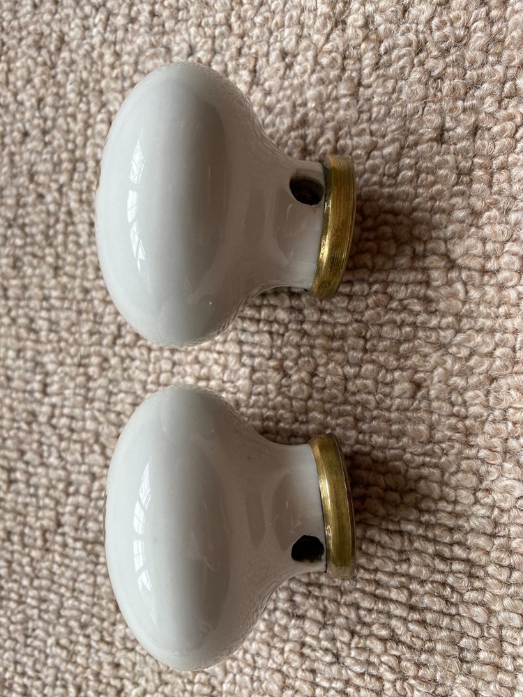 Vintage Porcelain Door Knobs with Flowers x2