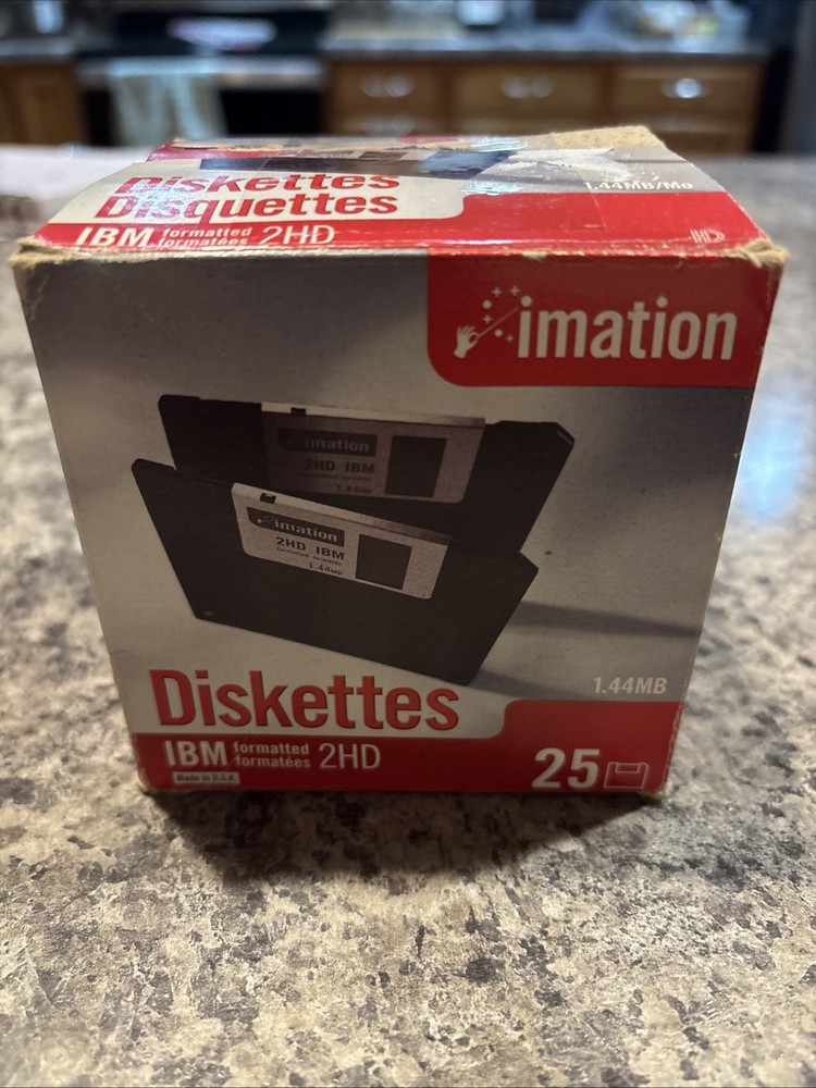 NEW Imation 3.5" Floppy Diskettes 25-Pack IBM Formatted 1.44MB 2HD Open Box