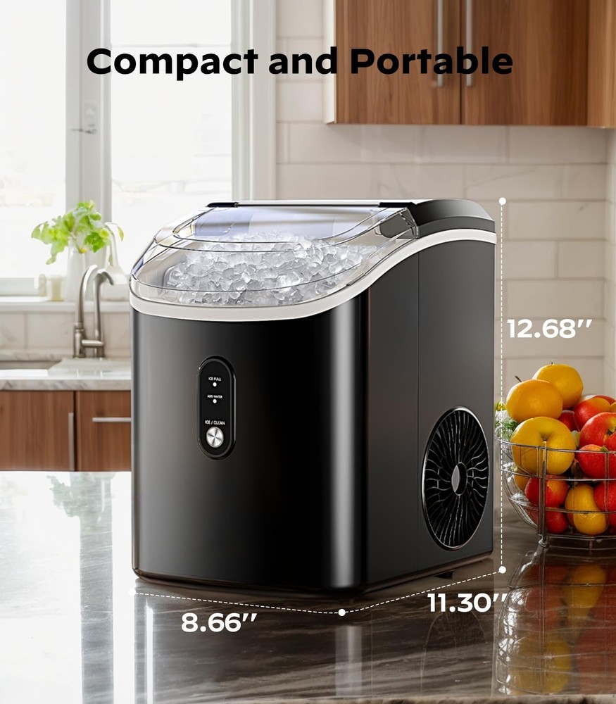 Nugget Ice Makers Countertop, Pellet Ice Machine Self-Cleaning Function, Nugget