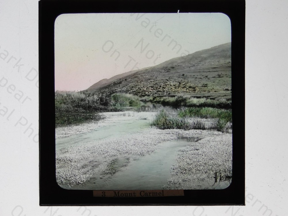 Mount Carmel River Stream Landscape Magic Lantern Slide c1900s