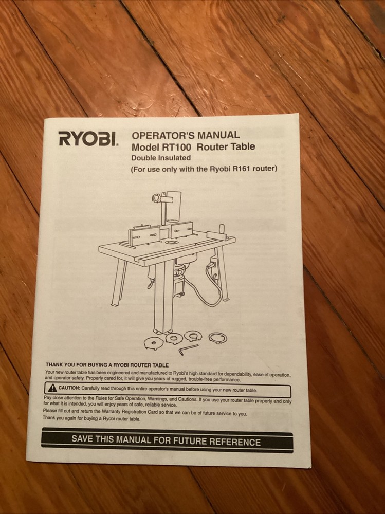 Ryobi model Router Table RT 100 operators manual