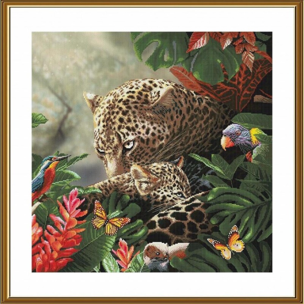 Counted Cross Stitch Kit Leopard DIY Unprinted canvas