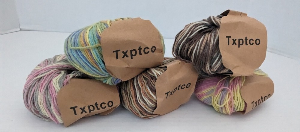 Txptco 100% Wool Yarn 5 Skeins Assorted Rainbow Gradient 50g
