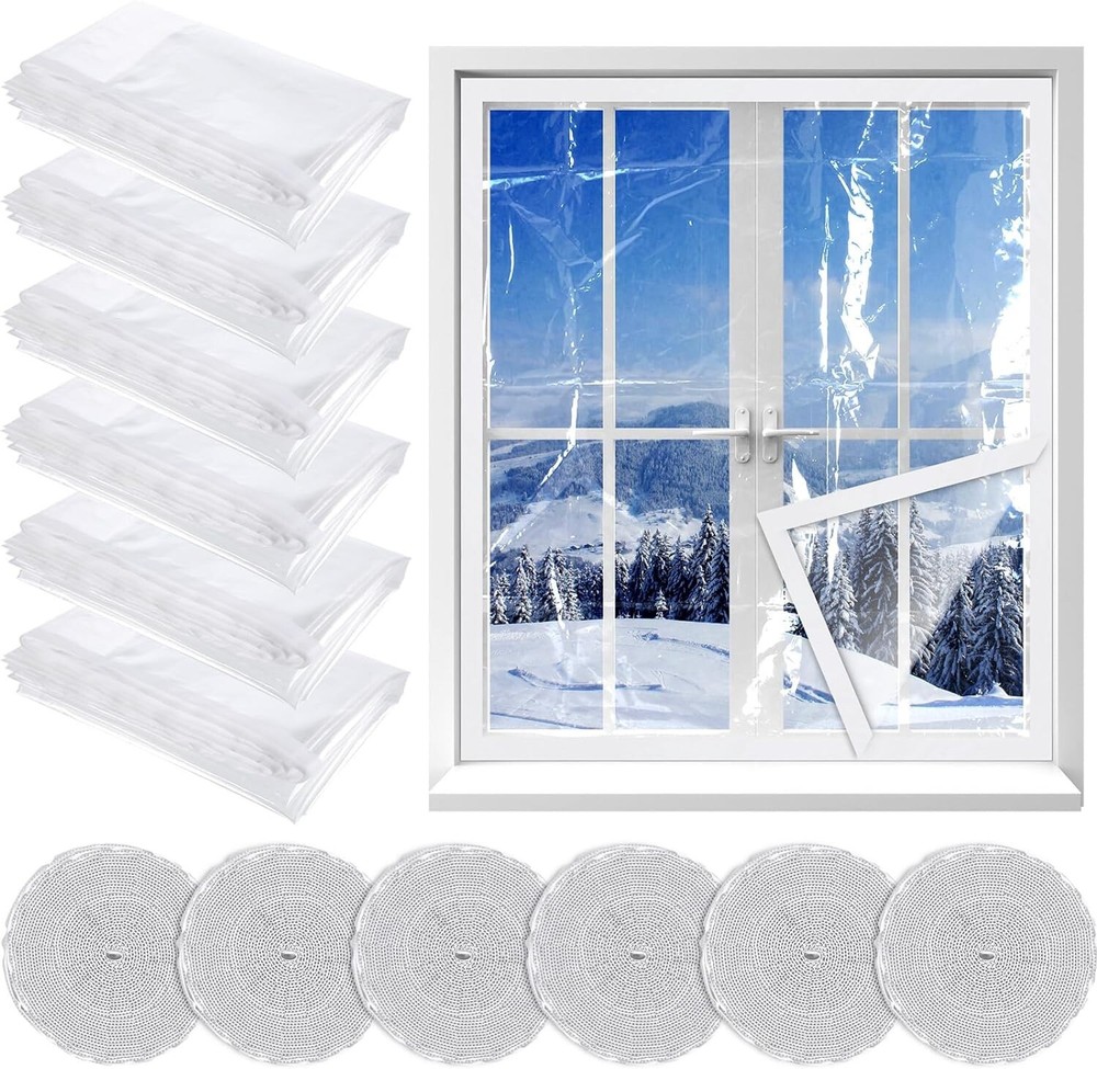 * PANGDA * WINTER WINDOW INSULATION KIT ' 47" X 63" - 6 SHEETS 'WITH HOOK & LOOP