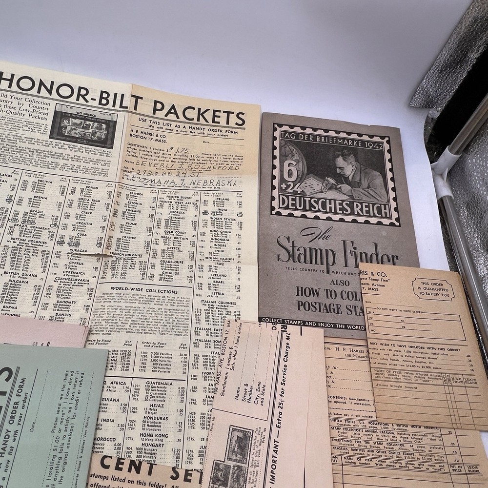 1950s Lot STAMP COLLECTING VINTAGE Advert Order Form H.E. Harris Honor-Bilt Etc