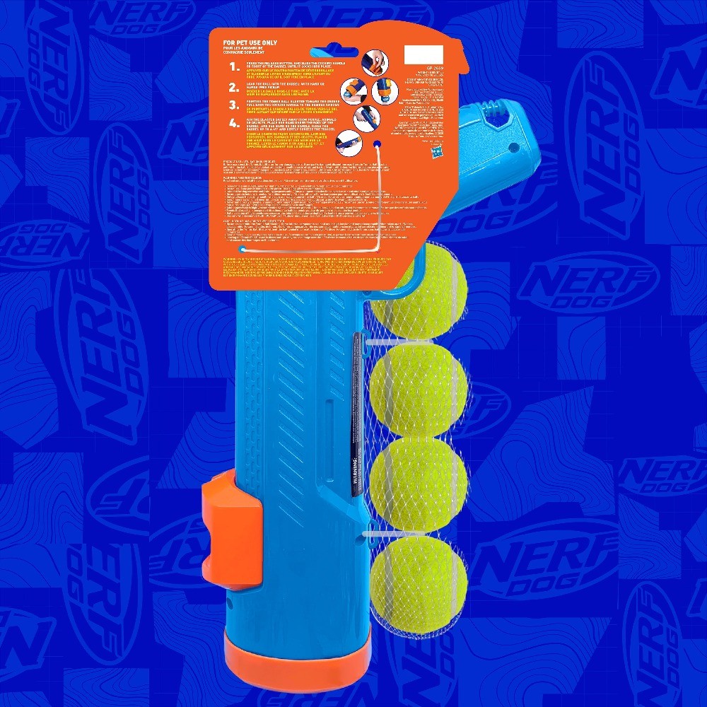 Nerf Dog Tennis Ball Blaster Dog Toy with 4 Balls, 16 inch