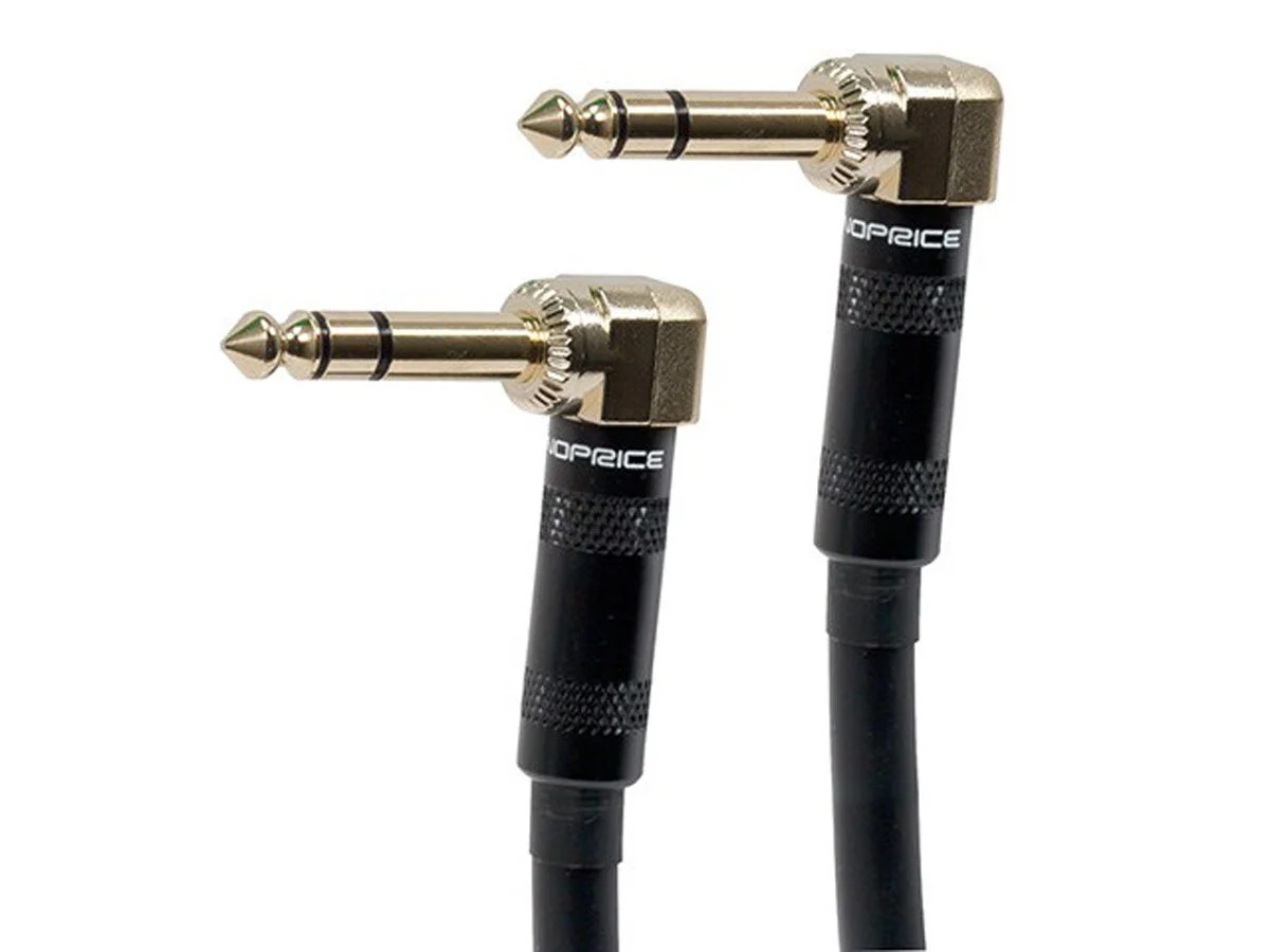 Monoprice 1/4 Inch (TRS) Male to Male Right Angle 16AWG Cable 1.5ft Gold Plated