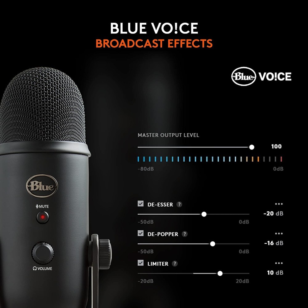 Logitech for Creators Blue Yeti USB Microphone for Multi-Pattern Blackout