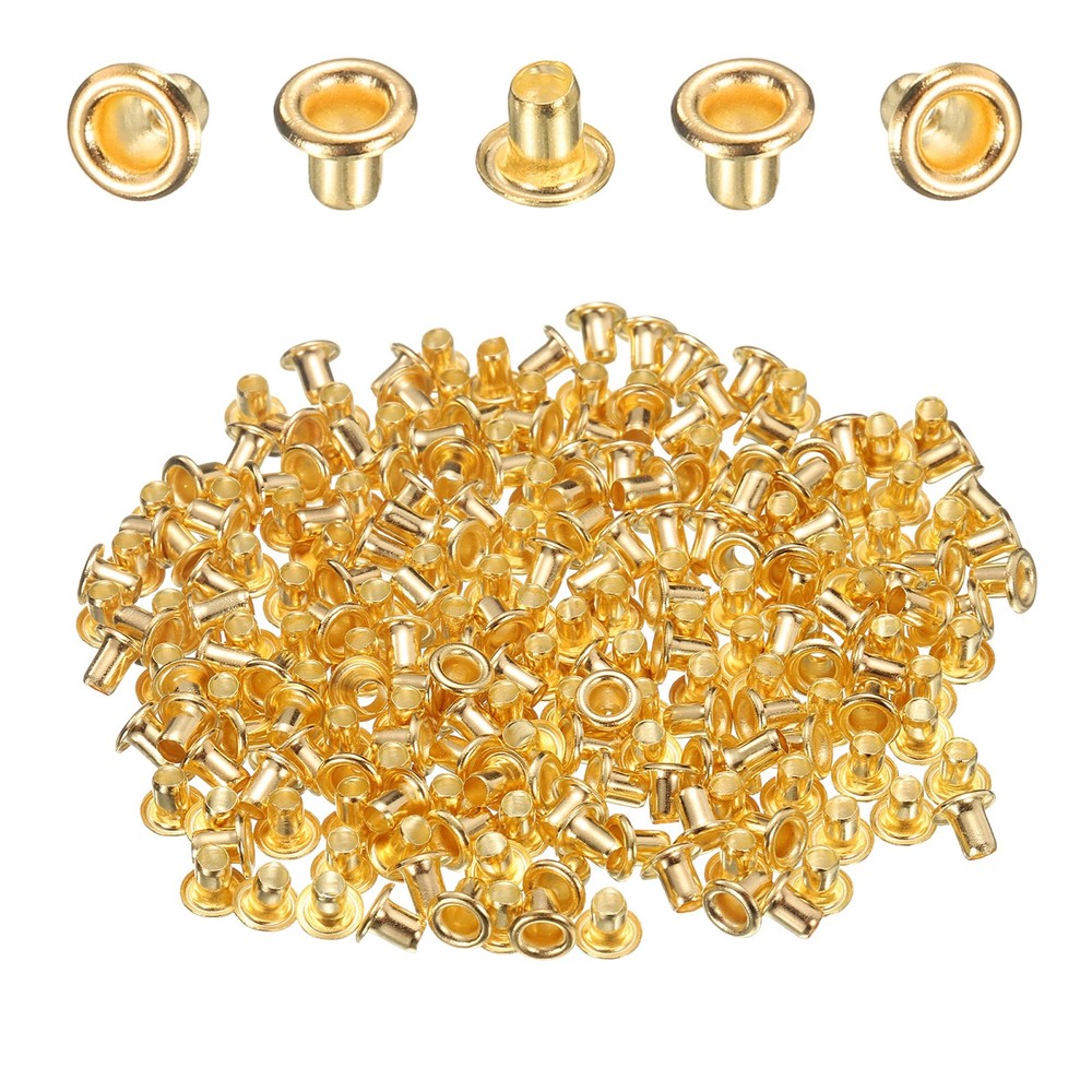 200Pcs Grommets Eyelets Kit 2mm Brass Eyelets, Gold