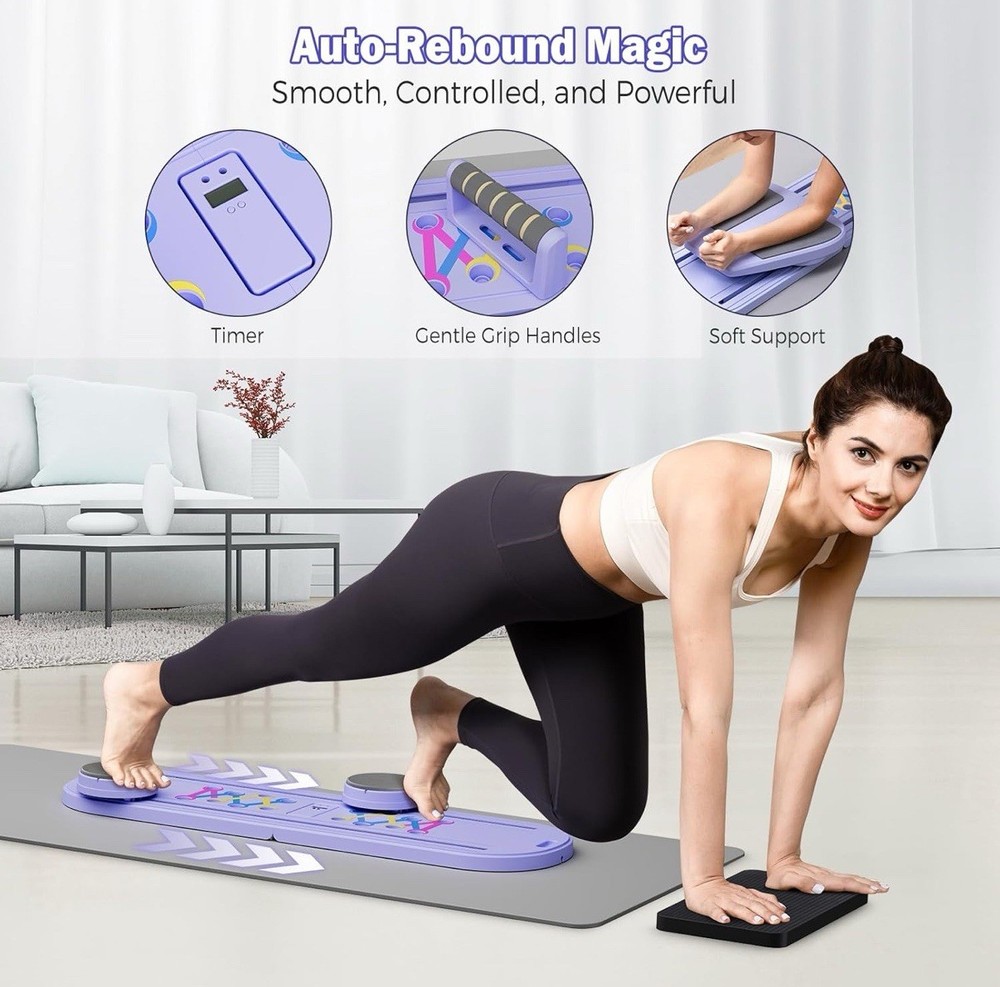Pilates Board, Pilates Reformer Set, Portable and Foldable Machine Multifunction