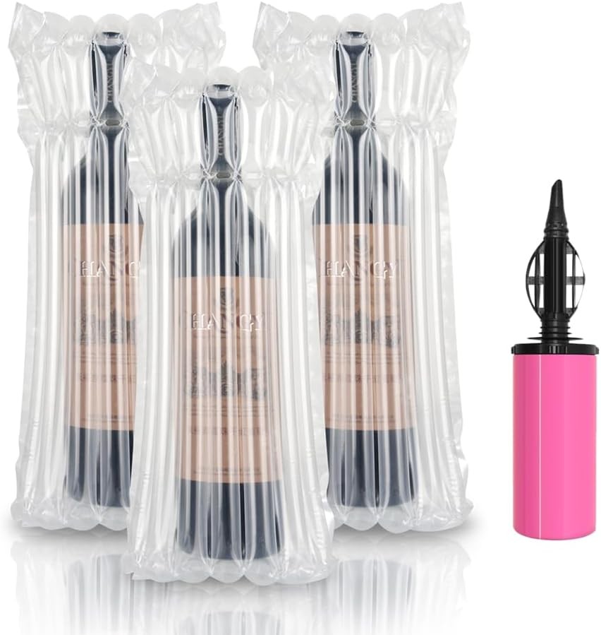 Wine Bottle Travel Protector Bags, Inflatable Shipping 10 pack, clear