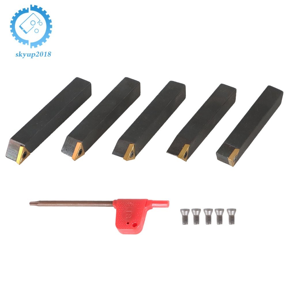 5 PACK 3/8" New Carbide Indexable Turning Tool Bit With Carbide Inserts