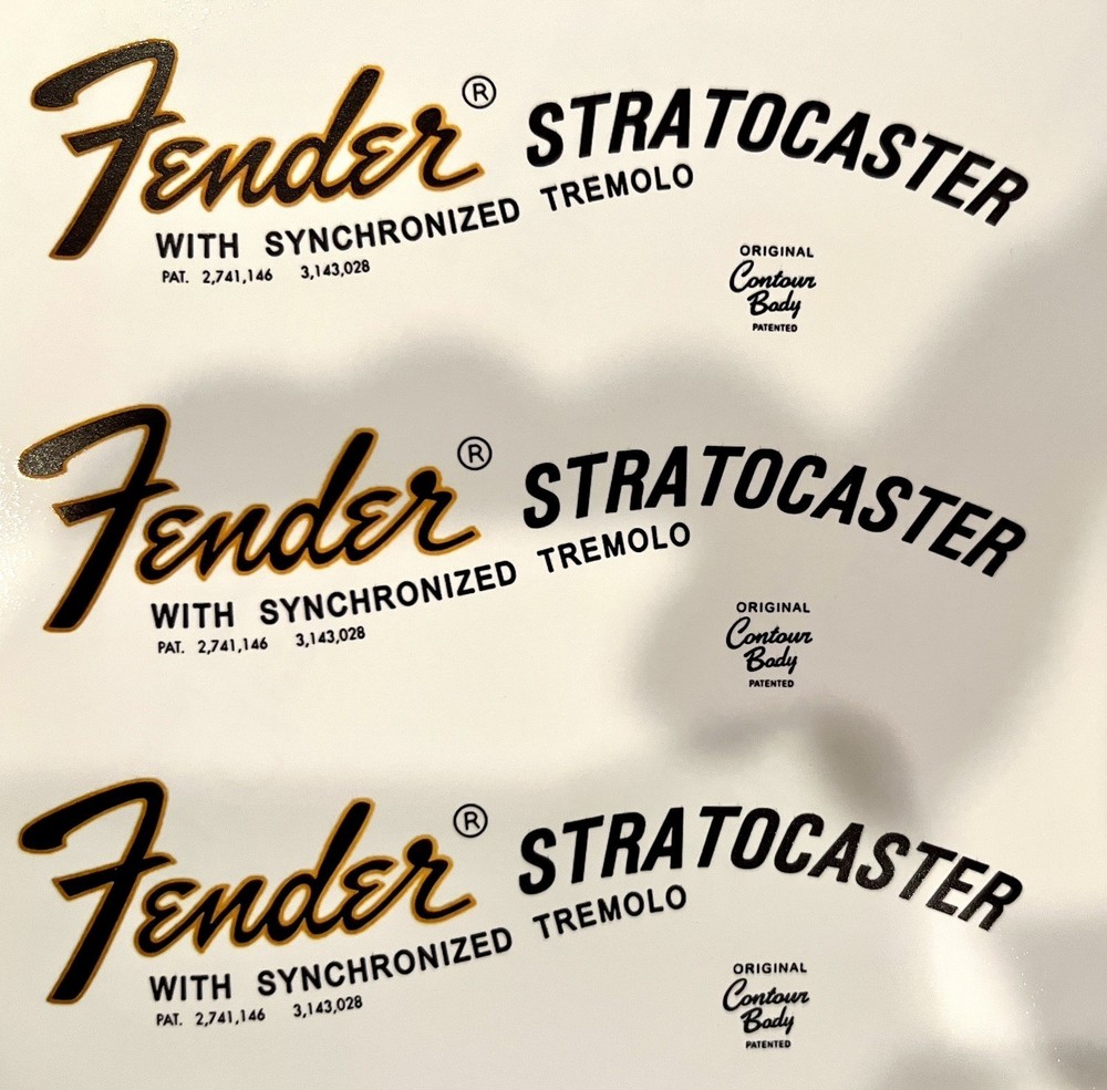 Fender CBS Stratocaster Waterslide Headstock Decal (3 pcs.)