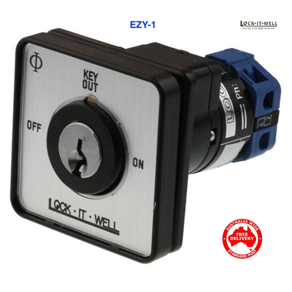 Lock It Well Panel Mount Key Switch EZY 1   12-440V DC LIWEZY1