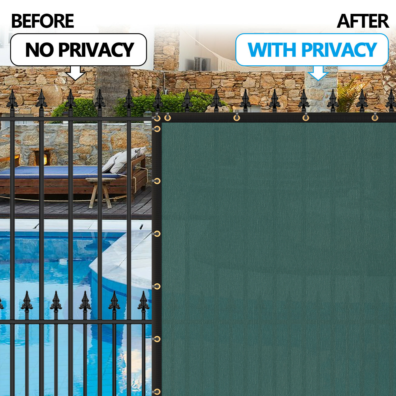 6ft x 50 Privacy Fence Screen Garden Yard Windscreen Mesh Shade Cover Green