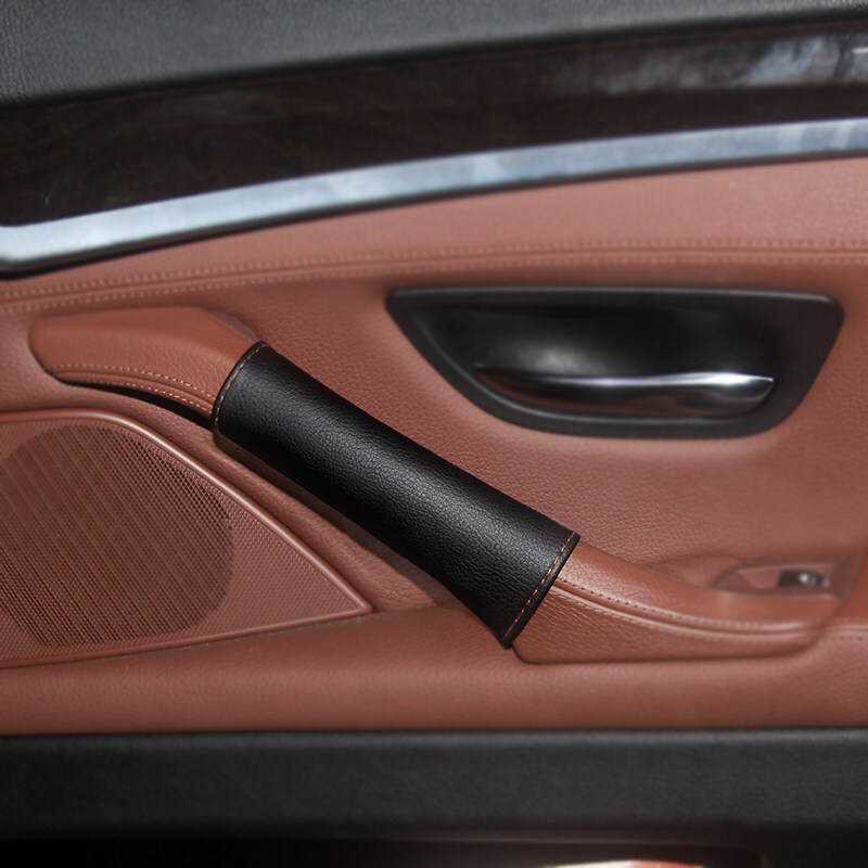 For BMW 5 Series F10 Black Micro Leather Door Handle Panel Pull Cover Trim