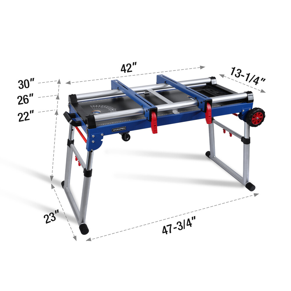 5-in-1 Portable Miter Saw Stand Workbench Quick Folding Worktable Adjustable Leg