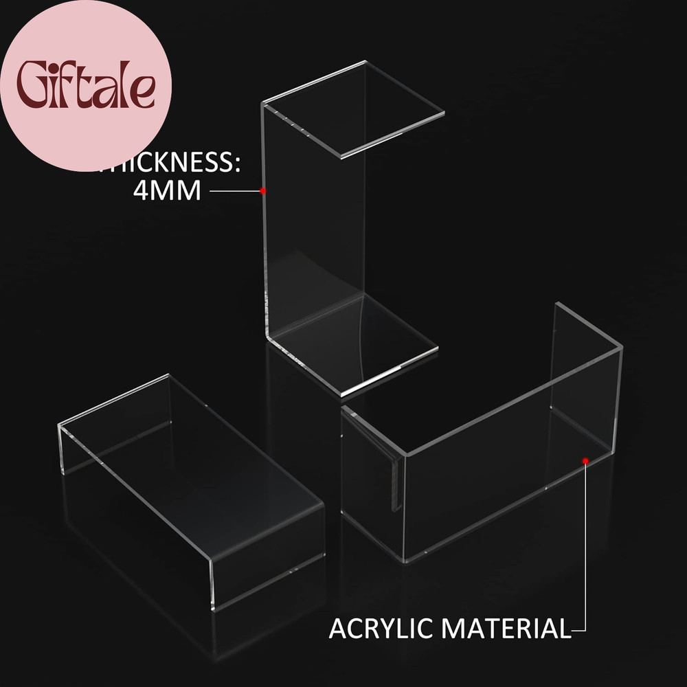 Clear Riser Shelf 3Pcs, Desktop Rectangular Acrylic Display Shelves Organizer, A