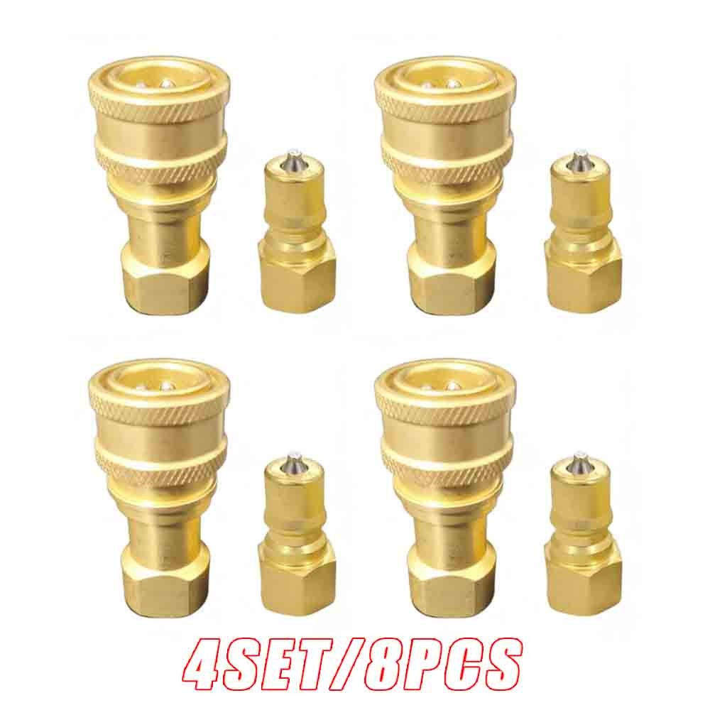 1/4" Brass Quick Disconnect Coupler Carpet Cleaning Wands Hoses Kit 4Set/8PCS