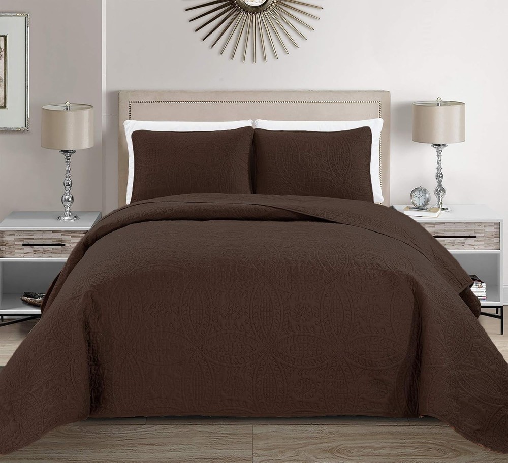 Fancy Collection Embossed Coverlet Bedspread Over Size Set